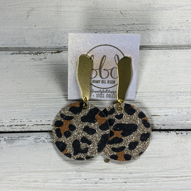 SUEDE + STEEL *Limited Edition* COLLECTION || <BR> GOLD BRASS STUD, <BR> GOLD GLITTER LEOPARD CORK