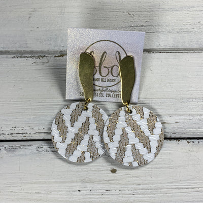 SUEDE + STEEL *Limited Edition* COLLECTION || <BR> GOLD BRASS STUD, <BR> GOLD & WHITE CHEVRON