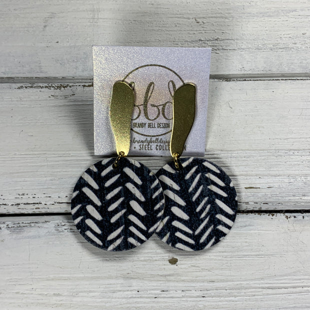 SUEDE + STEEL *Limited Edition* COLLECTION || <BR> GOLD BRASS STUD, <BR> BLACK WITH WHITE CHEVRON ON CORK