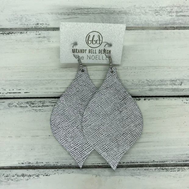 NOELLE - Leather Earrings  || METALLIC SILVER SAFFIANO