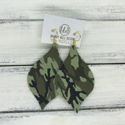 NOELLE - Leather Earrings  || GREEN CAMO