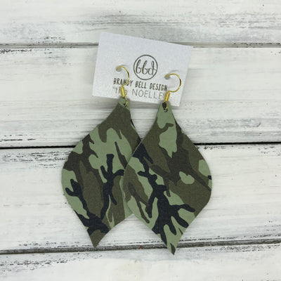 NOELLE - Leather Earrings  || GREEN CAMO