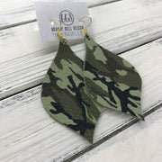 NOELLE - Leather Earrings  || GREEN CAMO