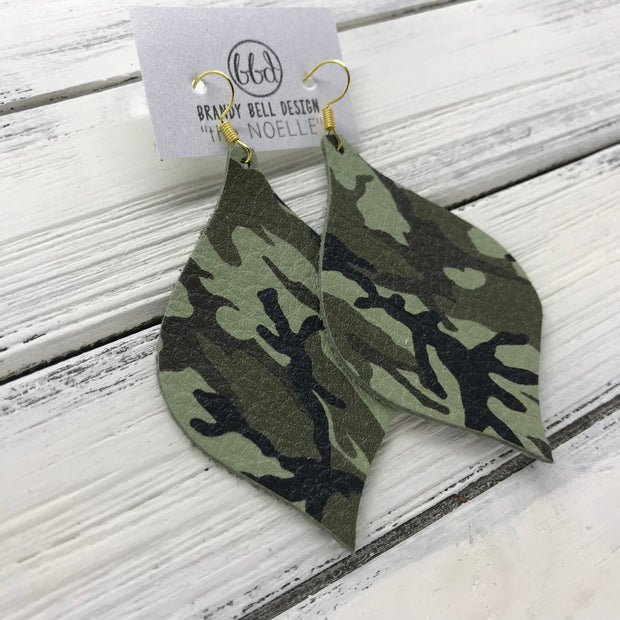 NOELLE - Leather Earrings  || GREEN CAMO