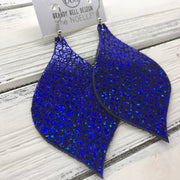 NOELLE - Leather Earrings  ||  METALLIC CRACKLE BLUE
