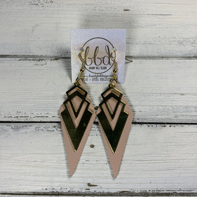 SUEDE + STEEL *Limited Edition* COLLECTION || <BR> SMALL BRASS AZTEC TRIANGLE, <BR> MATTE BLUSH PINK