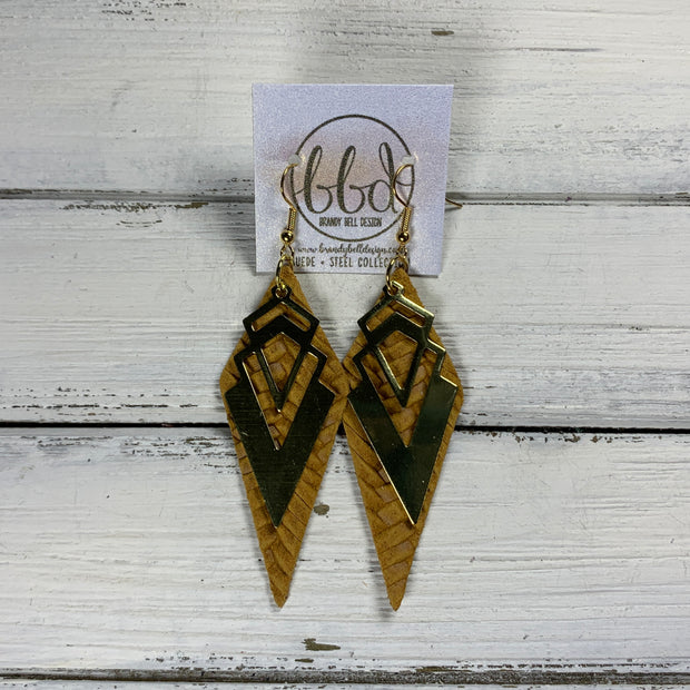 SUEDE + STEEL *Limited Edition* COLLECTION || <BR> SMALL BRASS AZTEC TRIANGLE, <BR> MUSTARD BRAID
