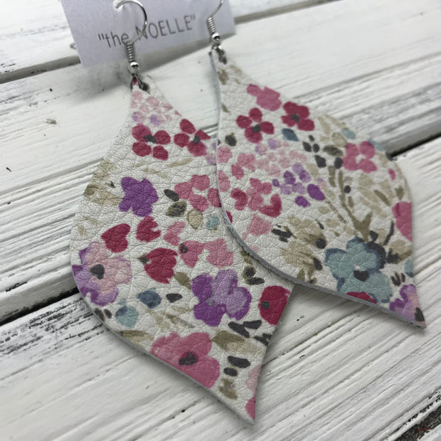 NOELLE - Leather Earrings  ||   PETITE PINK & PURPLE FLORAL