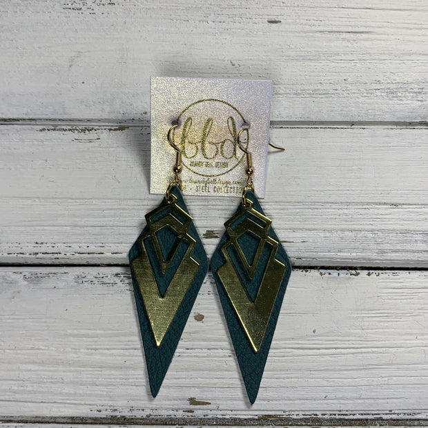 SUEDE + STEEL *Limited Edition* COLLECTION || <BR> SMALL BRASS AZTEC TRIANGLE, <BR> MATTE SPRUCE GREEN