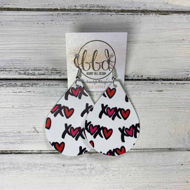 ZOEY (3 sizes available!) -  Leather Earrings  ||   XOXO HEARTS (FAUX LEATHER)