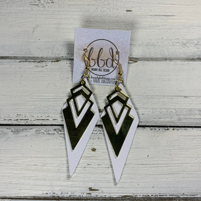 SUEDE + STEEL *Limited Edition* COLLECTION || <BR> SMALL BRASS AZTEC TRIANGLE, <BR> MATTE WHITE