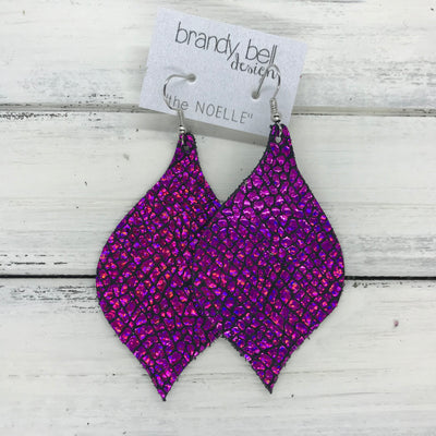 NOELLE - Leather Earrings  ||   METALLIC CRACKLE PINK