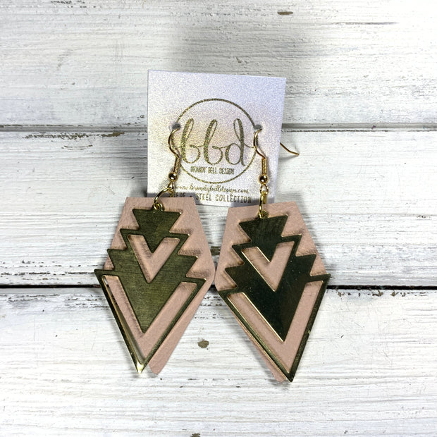 SUEDE + STEEL *Limited Edition* COLLECTION || <BR>LARGE BRASS AZTEC TRIANGLE, <BR> MATTE BLUSH PINK
