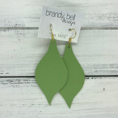 MAE - Leather Earrings  || MATTE  SPRING GREEN