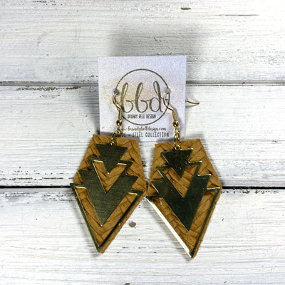 SUEDE + STEEL *Limited Edition* COLLECTION || <BR>LARGE BRASS AZTEC TRIANGLE, <BR> MUSTARD BRAID