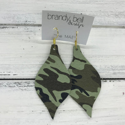 MAE - Leather Earrings  || GREEN CAMO