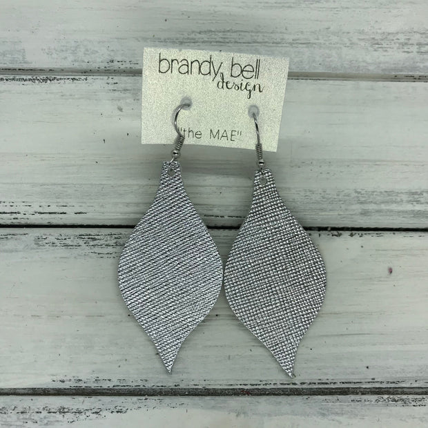 MAE - Leather Earrings  || METALLIC SILVER SAFFIANO