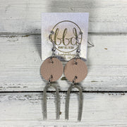 IRIS  ||  Leather Earrings || SILVER BRASS U-SHAPE, <BR> MATTE BLUSH PINK