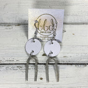 IRIS  ||  Leather Earrings || SILVER BRASS U-SHAPE, <BR> MATTE WHITE