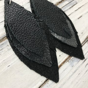 INDIA - Leather Earrings  ||  MATTE BLACK, DISTRESSED BLACK & SILVER, SHIMMER BLACK