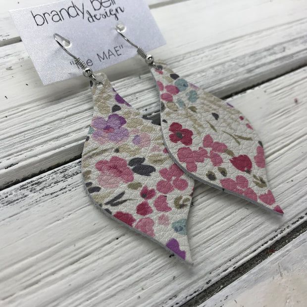 MAE - Leather Earrings  ||  PETITE PINK & PURPLE FLORAL