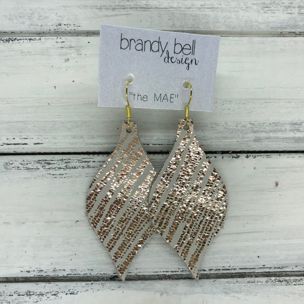 MAE - Leather Earrings  ||  METALLIC ROSE GOLD SANDS
