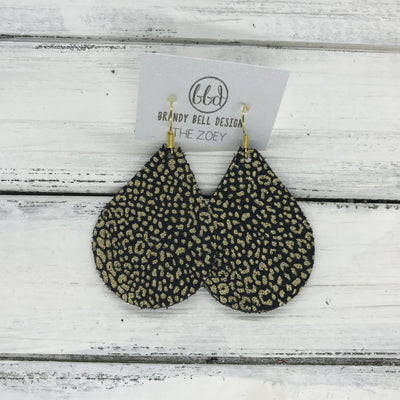 ZOEY (3 sizes available!) -  Leather Earrings  ||  METALLIC GOLD MINI CHEETAH ON BLACK