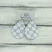 ZOEY (3 sizes available!) -  Leather Earrings  ||  MATTE WHITE PERFORATED DOTS