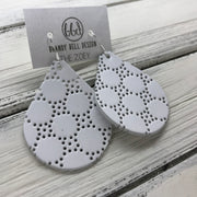 ZOEY (3 sizes available!) -  Leather Earrings  ||  MATTE WHITE PERFORATED DOTS