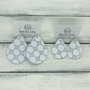 ZOEY (3 sizes available!) -  Leather Earrings  ||  MATTE WHITE PERFORATED DOTS