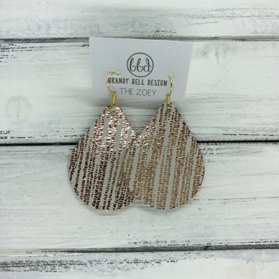 ZOEY (3 sizes available!) -  Leather Earrings  ||  METALLIC ROSE GOLD SANDS