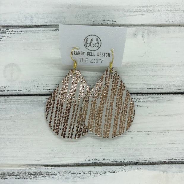 ZOEY (3 sizes available!) -  Leather Earrings  ||  METALLIC ROSE GOLD SANDS