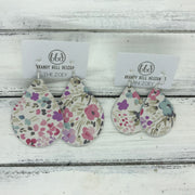 ZOEY (3 sizes available!) -  Leather Earrings  ||  PETITE PINK & PURPLE FLORAL