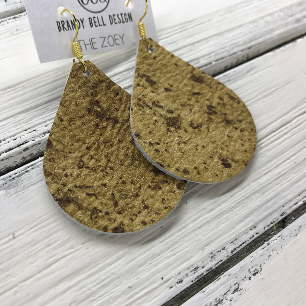 ZOEY (3 sizes available!) -  Leather Earrings  ||  CORK PRINTED LEATHER