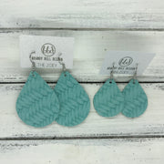 ZOEY (3 sizes available!) -  Leather Earrings  ||  AQUA BRAIDED