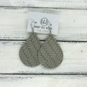 ZOEY (3 sizes available!) -  Leather Earrings  ||  GRAY BRAIDED
