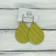 ZOEY (3 sizes available!) -  Leather Earrings  ||  YELLOW BRAIDED