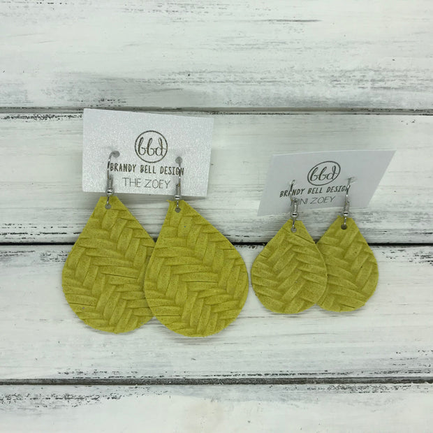 ZOEY (3 sizes available!) -  Leather Earrings  ||  YELLOW BRAIDED