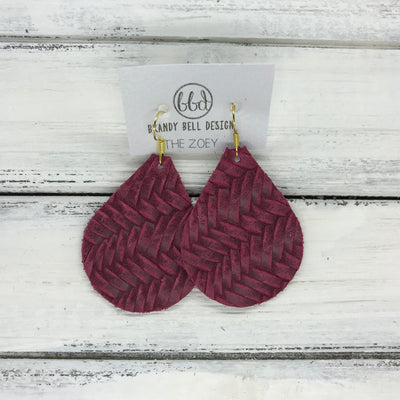 ZOEY (3 sizes available!) -  Leather Earrings  ||  MERLOT BRAIDED