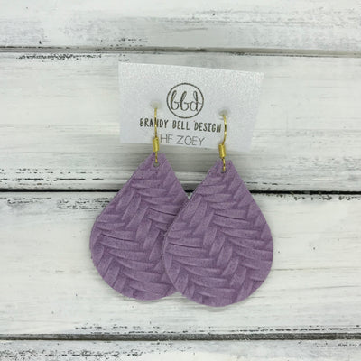 ZOEY (3 sizes available!) -  Leather Earrings  ||  LAVENDER BRAIDED