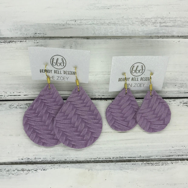 ZOEY (3 sizes available!) -  Leather Earrings  ||  LAVENDER BRAIDED