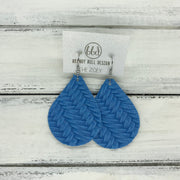 ZOEY (3 sizes available!) -  Leather Earrings  ||  BRIGHT BLUE BRAIDED