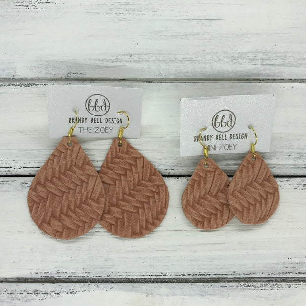 ZOEY (3 sizes available!) -  Leather Earrings  ||  SALMON BRAIDED
