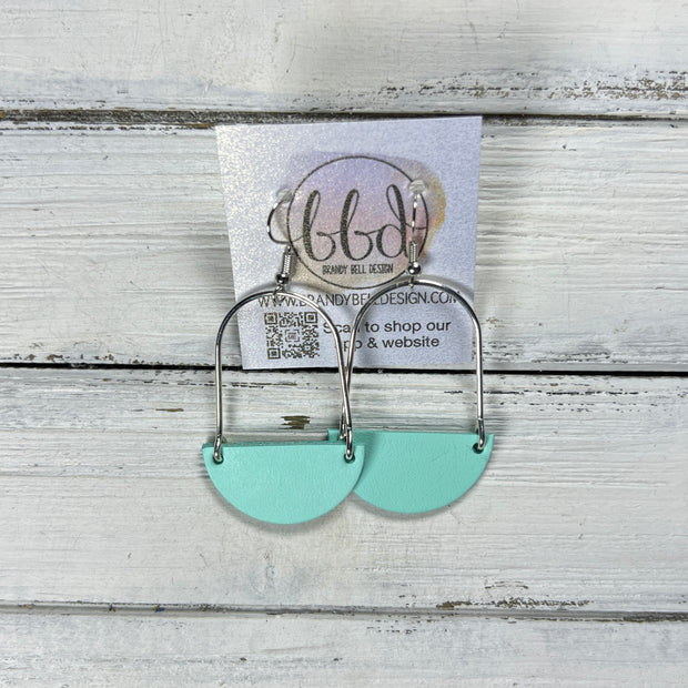 PIPER -  Leather Earrings  ||  <BR> MATTE AQUA SMOOTH