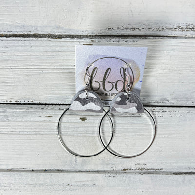 JULIA - Leather Earrings OR Necklace ||   GRAY & WHITE CAMOUFLAGE (* 3 options available)