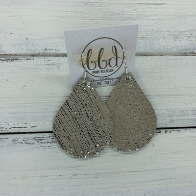 ZOEY (3 sizes available!) -  Leather Earrings  ||   METALLIC SILVER SANDS ON TAUPE