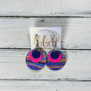 GRAY -  Leather Earrings  ||  <BR> COBALT BLUE PALMS, <BR> MATTE NEON PINK, <BR> LAGUNA SUMMER STRIPES