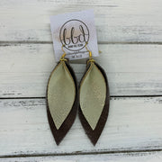 ALLIE -  Leather Earrings  || SHIMMER GOLD, <BR>, PEARLIZED BROWN