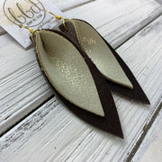 ALLIE -  Leather Earrings  || SHIMMER GOLD, <BR>, PEARLIZED BROWN