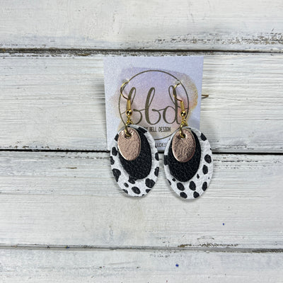 DIANE -  Leather Earrings  ||  <BR> METALLIC ROSE GOLD SMOOTH, <BR> MATTE BLACK, <BR> BLACK & WHITE CHEETAH PRINT